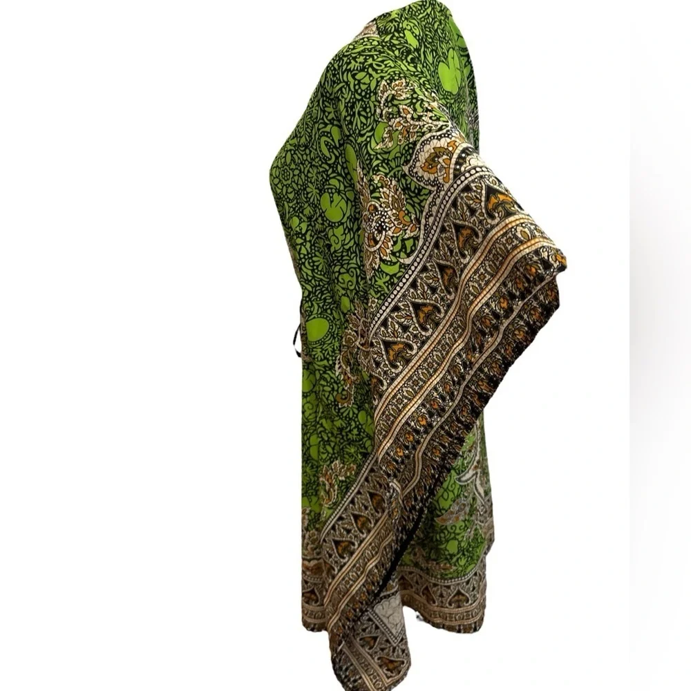 80s 2PCs KAFTANS 1 PURPLE WHIMSICAL DASHIKI EGYPTIAN 1 GREEN PAISLEY PRINT M - Picture 7 of 8